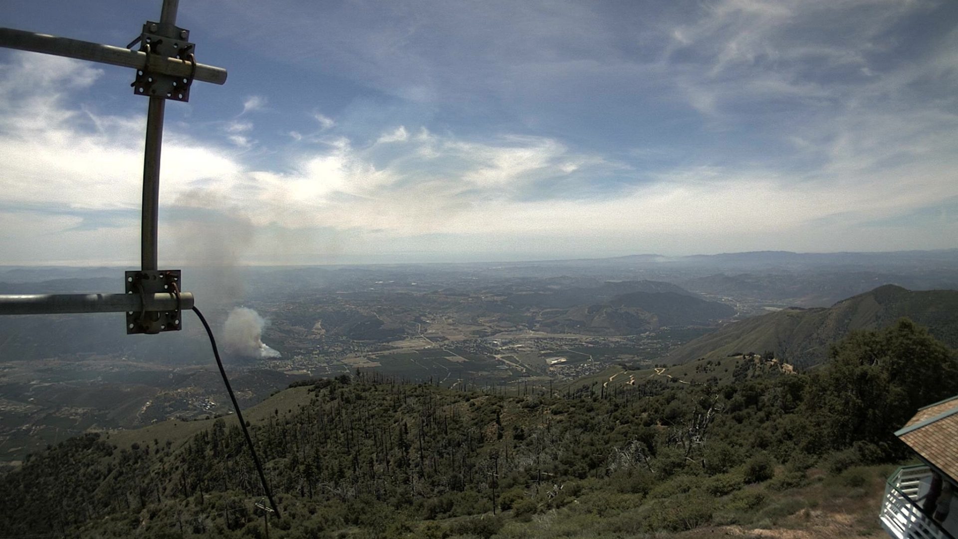 Smoke plume seen from an HPWREN tower camera
